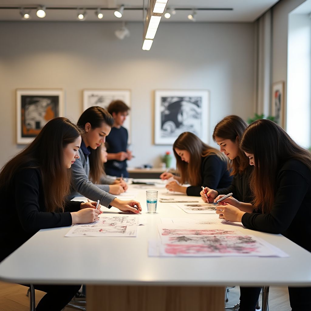 Estudiantes trabajando en taller